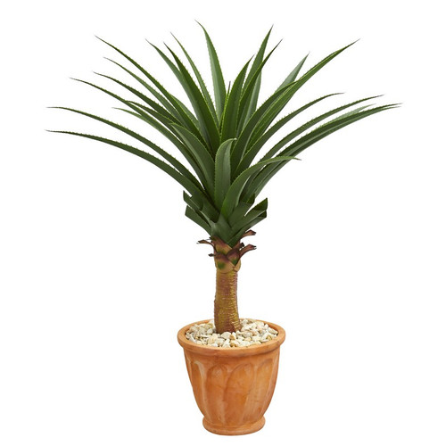 3 5 Agave Artificial Plant In Terra Cotta Planter 8090 By Nearly Natural