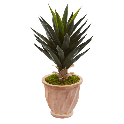 2 Agave Artificial Plant In Terra Cotta Planter 8114 By Nearly Natural