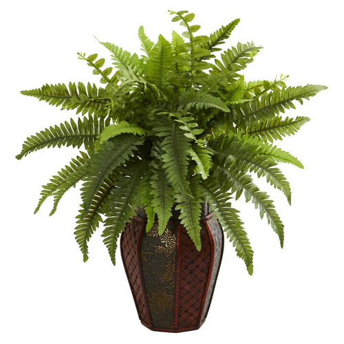 20 Boston Fern Artificial Plant In Decorative Planter 8157 By Nearly Natural