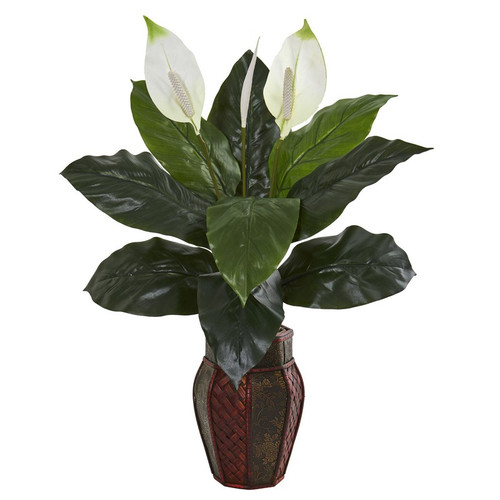 31 Spathifyllum Artificial Plant In Decorative Planter 8164 By Nearly Natural