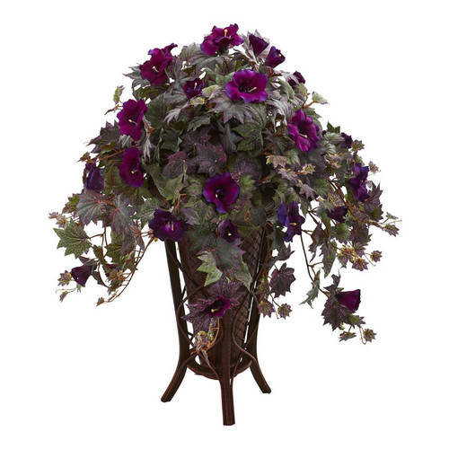 34 Gloxinia Artificial Plant In Stand Planter 8182 By Nearly Natural