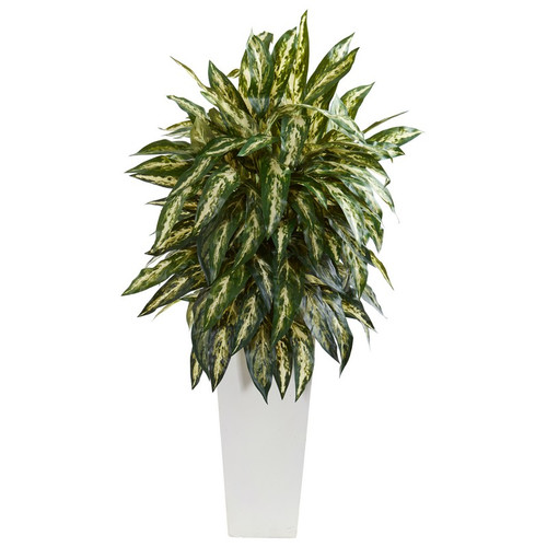 35 Aglonema Artificial Plant In White Planter 8197 By Nearly Natural