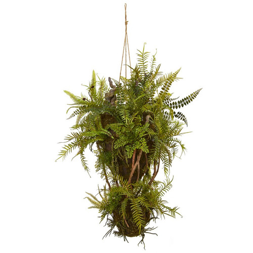 39 Mixed Forest Foliage And Fern Artificial Hanging Plant 8338 By Nearly Natural