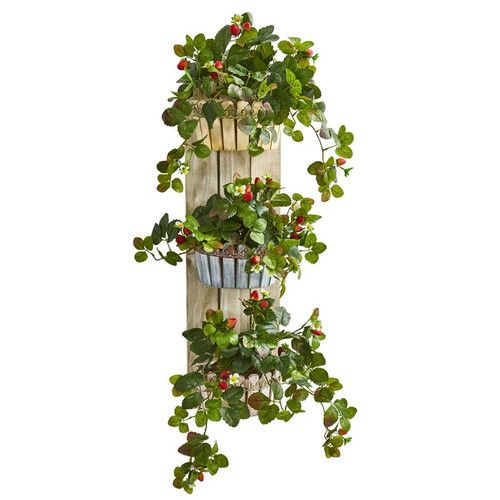 39 Strawberry Plant In Three Tiered Wall Decor Planter 8356 By Nearly Natural