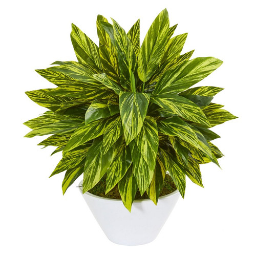 21 Tradescantia Artificial Plant In White Vase Real Touch 8399 By Nearly Natural