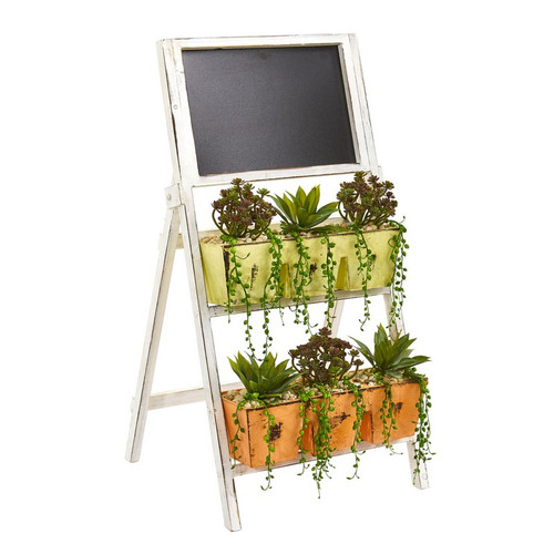 31 Agave Succulent Artificial Plant In Farmhouse Stand 8401 By Nearly Natural