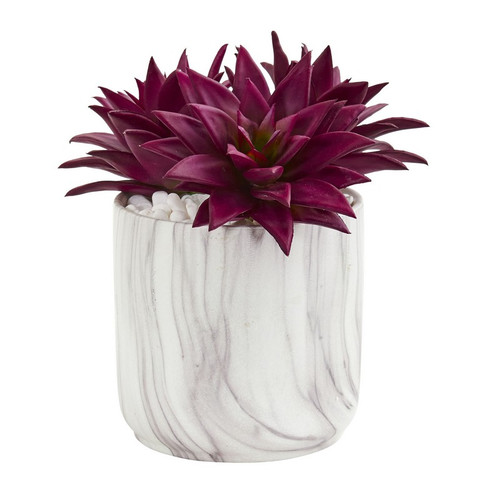 10 Agave Succulent Artificial Plant In Marble Finished Vase 8484 By Nearly Natural