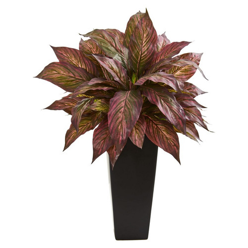 27 Musa Artificial Plant In Black Planter 8526 By Nearly Natural