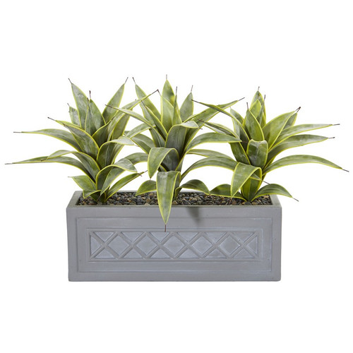 28 Sanseveria Artificial Plant In Stone Planter 8540 By Nearly Natural