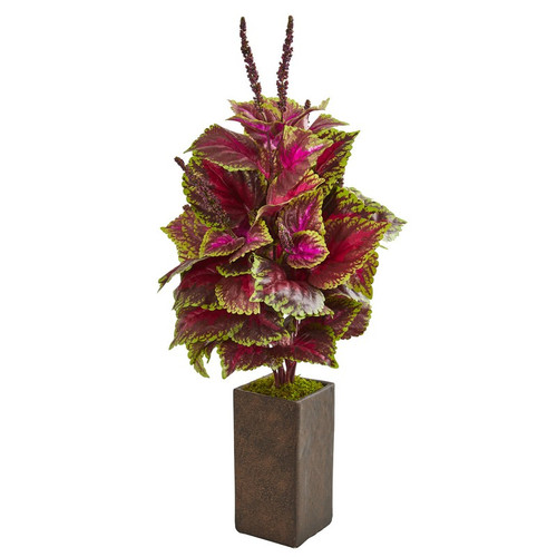 32 Coleus Artificial Plant In Brown Vase 8550 By Nearly Natural