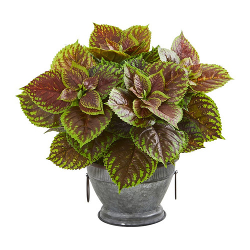 15 Coleus Artificial Plant In Metal Bowl Real Touch 8613 By Nearly Natural