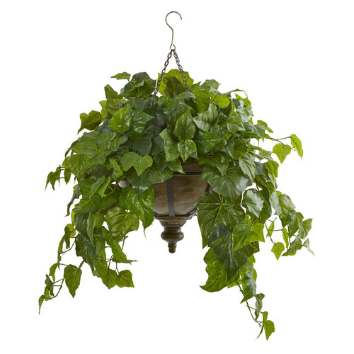 34 London Ivy Artificial Plant In Hanging Bowl Real Touch 8618 By Nearly Natural