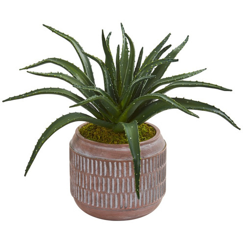14 Aloe Succulent Artificial Plant In Decorative Planter 8658 By Nearly Natural