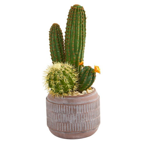 19 Cactus Artificial Plant In Decorative Planter 8670 By Nearly Natural