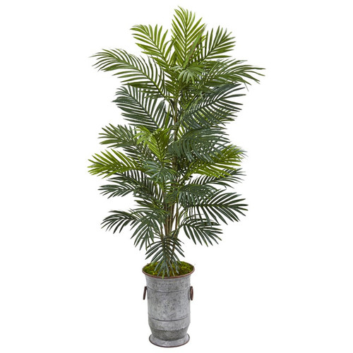 56 Areca Palm Artificial Plant In Metal Urn 8684 By Nearly Natural