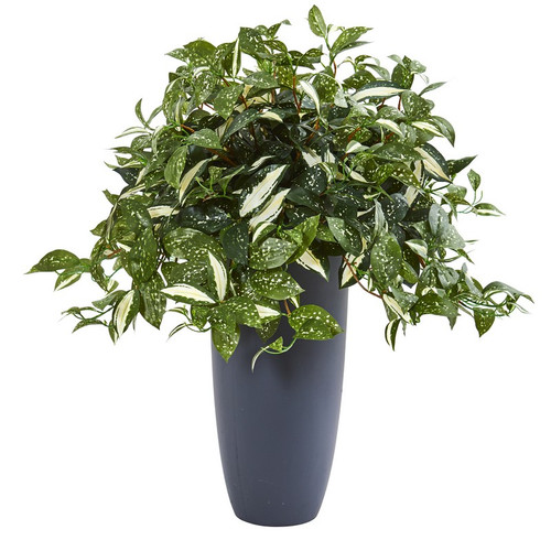 28 Florida Beauty Artificial Plant In Gray Planter 8695 By Nearly Natural