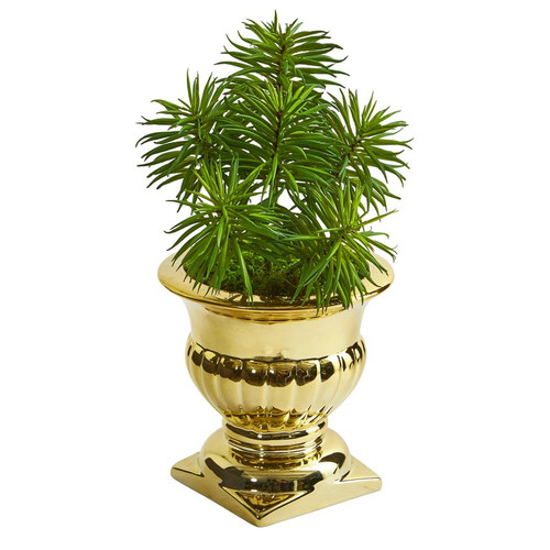 11 Spiky Succulent Artificial Plant In Gold Urn 8701 By Nearly Natural
