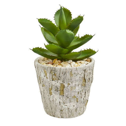 11 Succulent Artificial Plant In Weathered Oak Planter 8702 By Nearly Natural