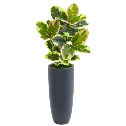 35 Rubber Leaf Artificial Plant In Planter Real Touch 8716 By Nearly Natural