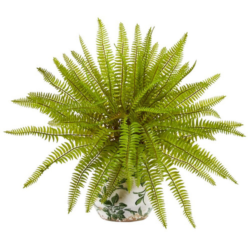 15 Fern Artificial Plant In Floral Planter 8717 By Nearly Natural