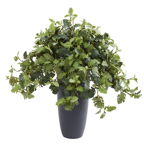 31 Dusty Miller Artificial Plant In Gray Planter 8728 By Nearly Natural