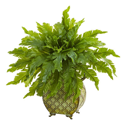 18 Fern Artificial Plant In Metal Planter 8739 By Nearly Natural