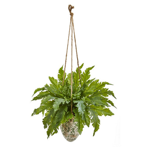 29 Fern Artificial Plant In Hanging Vase 8752 By Nearly Natural