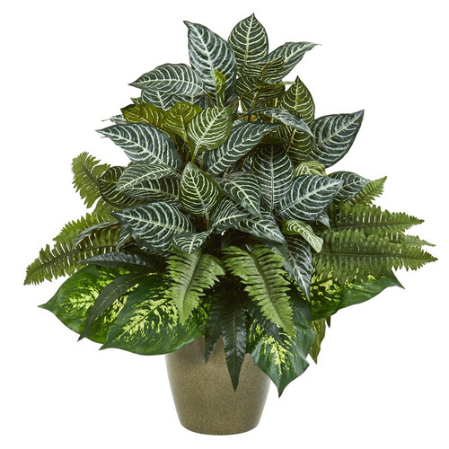 26 Mix Greens Artificial Plant In Decorative Planter 8763 By Nearly Natural