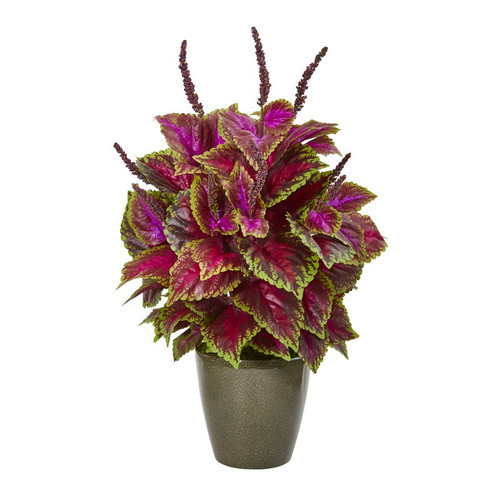 31 Coleus Artificial Plant In Green Planter 8773 By Nearly Natural