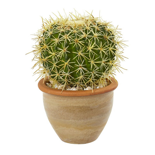 10 Cactus Artificial Plant In Decorative Ceramic Planter 8784 By Nearly Natural