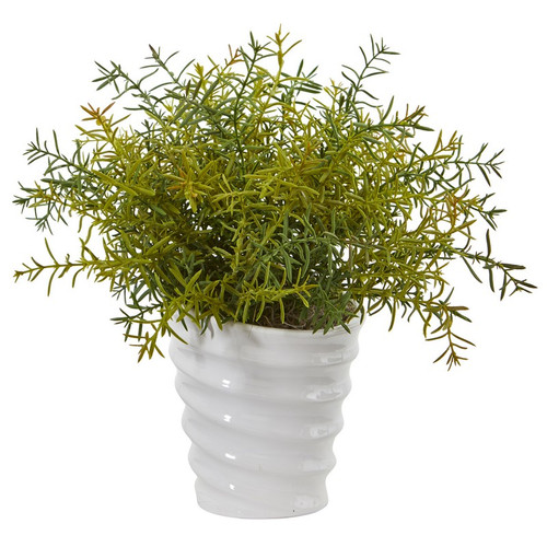 13 Rosemary Artificial Plant In Decorative Swirl Planter 8814 By Nearly Natural