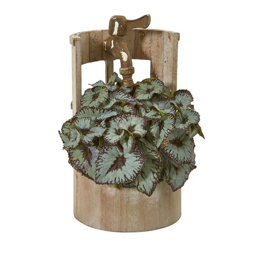 12 Rex Begonia Artificial Plant In Faucet Planter 8829 By Nearly Natural