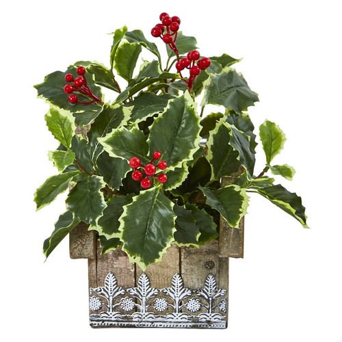 12 Holly Plant In House Hanging Planter Real Touch 8830 By Nearly Natural