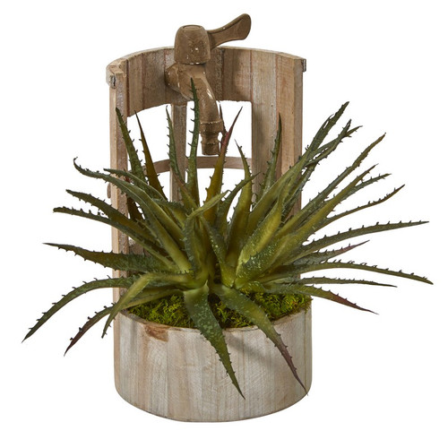 12 Aloe Artificial Plant In Faucet Planter 8836 By Nearly Natural