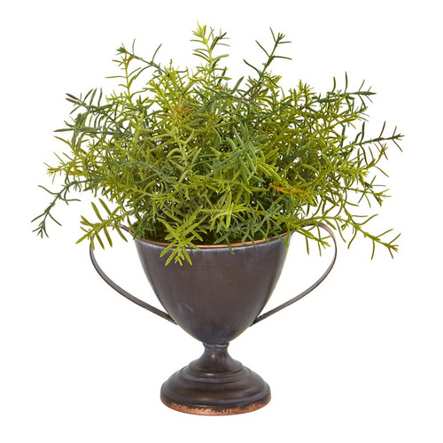 14 Rosemary Artificial Plant In Metal Goblet 8840 By Nearly Natural
