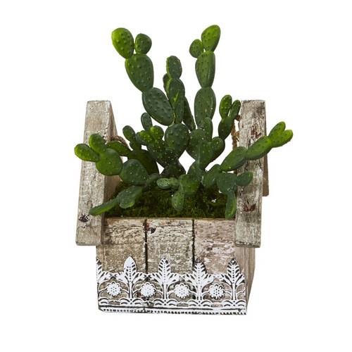 10 Cactus Succulent Plant In Hanging House Planter 8848 By Nearly Natural