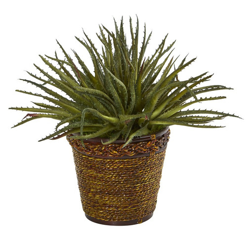 13 Aloe Artificial Plant In Basket 8859 By Nearly Natural