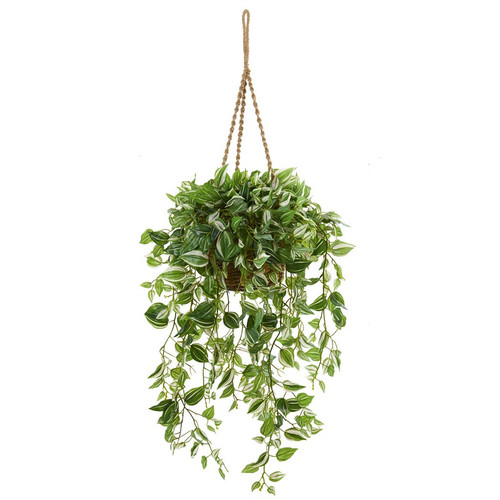 51 Wandering Jew Plant In Hanging Basket Real Touch 8881 By Nearly Natural