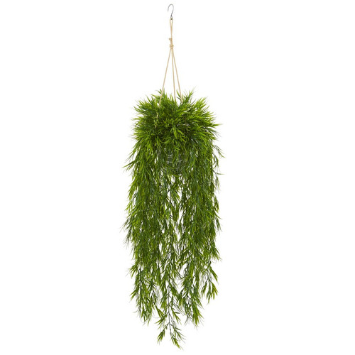 50 Mini Bamboo Artificial Plant In Hanging Metal Bucket 8888 By Nearly Natural