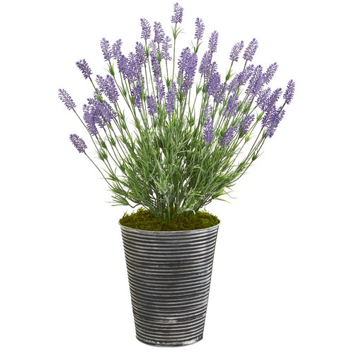 30 Lavender Artificial Plant In Black Embossed Tin Planter 8929 By Nearly Natural
