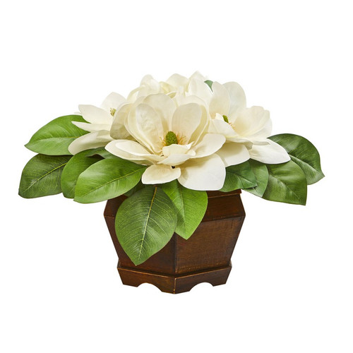 20 Magnolia Artificial Plant In Decorative Planter 8990 By Nearly Natural