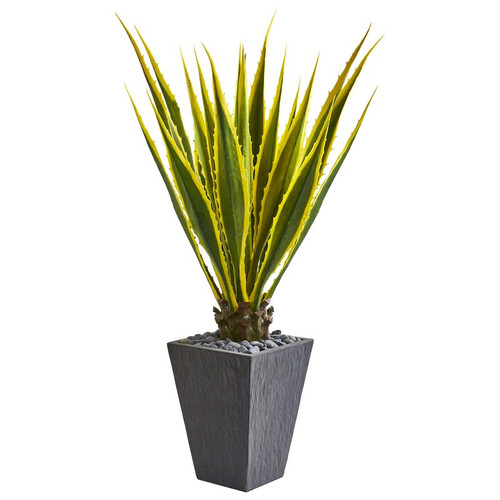 4 5 Agave Artificial Plant In Slate Planter 9068 By Nearly Natural