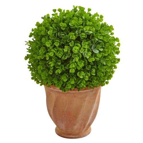 17 Eucalyptus Artificial Ball In Terra Cotta Planter 9087 By Nearly Natural
