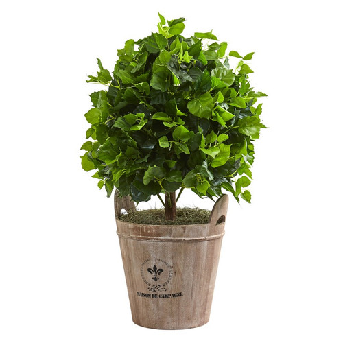 2 5 Ficus Artificial Tree In Farmhouse Planter 9091 By Nearly Natural