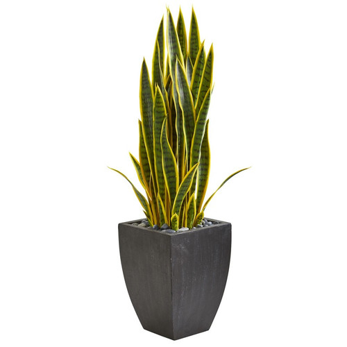 3 5 Sansevieria Artificial Plant In Black Planter 9186 By Nearly Natural
