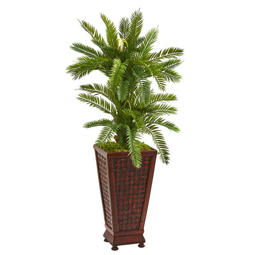 3 5 Double Cycas Artificial Plant In Decorative Planter 9203 By Nearly Natural