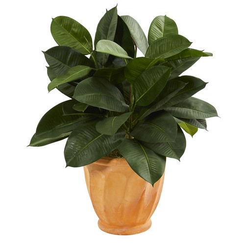 29 Artificial Rubber Plant In Terra Cotta Planter 9245 By Nearly Natural