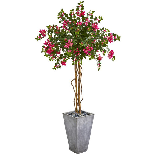 6 5 Bougainvillea Artificial Tree In Cement Planter 9291 By Nearly Natural