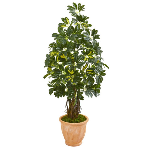 4 5 Schefflera Artificial Tree In Terra Cotta Planter 9326 By Nearly Natural