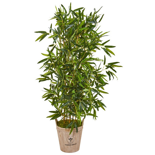 58 Bamboo Artificial Tree In Farmhouse Planter Real Touch 9338 By Nearly Natural